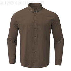 Camisas Casuales de Lino/Algodón para Hombre, Tallas Grandes, Cuello en V, Cierre de Botón, Transpirables, de Secado Rápido, Ecológicas y Antiencogimiento, Venta al Por Mayor - Product Image 4