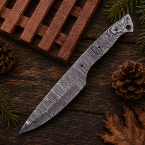 Cuchillo de Acero de Damasco Hecho a Mano Directo de Fábrica, Hoja Fija de Espiga Completa con Borde Biselado, Cuchillo Utilitario EDC para Exteriores, Venta al por Mayor OEM ODM - Product Image 1