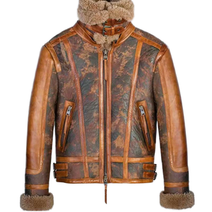 RIVIAN ATLANTIC Premium Chaqueta de cuero de invierno informal para hombre Abrigo cálido de piel de oveja de Sherpa genuina con Cuello de piel Suministro ODM - Product Image 2