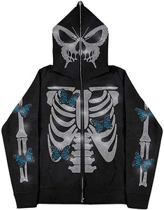 Econex Sports OEM Personnalisé pour broderie de strass, col zippé réfléchissant, sweat à capuche intégral noir uni, surdimensionné, pour l'hiver - Product Image 3