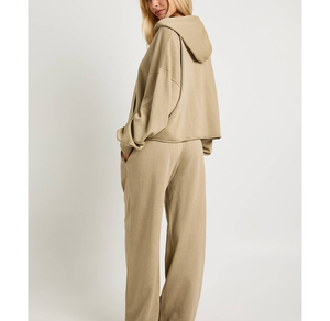 Ensemble de survêtement polaire 2 pièces pour femme, grande taille, hiver, effet délavé et usé, avec sweat à capuche et pantalon de survêtement – Vente en gros - Product Image 5