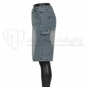 Pantalones Cortos de Mezclilla Azules Personalizados para Hombre, Estilo Baggy, Tipo Cargo, Corte Holgado - Product Image 5