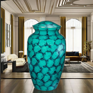 โกศเผาศพทำมือสไตล์ยุโรป/อเมริกัน สีฟ้าพิมพ์ลาย ขนาด 10 นิ้ว เป็นมิตรกับสิ่งแวดล้อม ทนทาน - Product Image 1