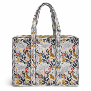 Sac fourre-tout en coton bohème Le Souvenirs Lady Gray, fermeture éclair, poches intérieures, taille 18 pouces, pour le shopping, les voyages et tout le reste - Product Image 1