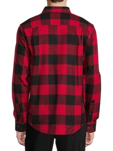 Men's Red Black Plaid <b>Flannel</b> Shirt Full Sleeve Button Down Casual Cotton Checkered Autumn Wear - Product Image 4