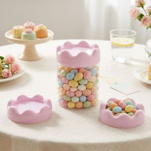 ODM OEM Wholesale Candy <b>Jar</b> Crown Shape PET 200ml Clear <b>Plastic</b> <b>Jar</b> <b>with</b> Wavy <b>Lid</b> for Cookie Nut Snacks Vietnam Factory - Product Image 4