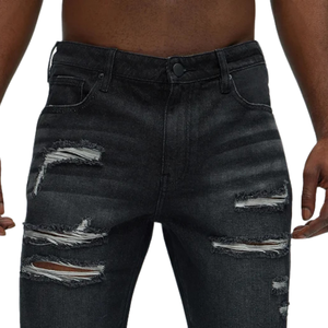 Pantalones Cortos de Mezclilla Negros para Hombre, Rotos, Desgastados, Casuales, hasta la Rodilla, de Algodón Transpirable, con Dobladillo Deshilachado, Estilo Vintage, para Verano - Product Image 3