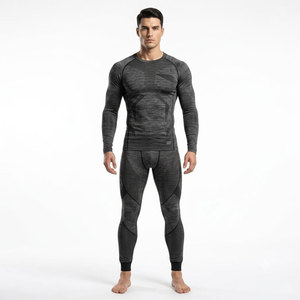 Ensemble de rashguard de compression bleu et jaune pour homme, manches longues, séchage rapide, en spandex et polyester, vêtements de sport - Product Image 5
