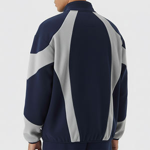 Sudadera con diseño de bloques de color, cuello redondo cómodo, forro térmico, logotipo personalizado, estilo urbano, tejido de punto, estampado de letras. - Product Image 2