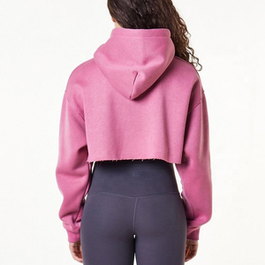 Women's Crop <b>Top</b> Knitted Fleece Hoodie Pullover Custom Printing Front Logo Option 100% Cotton Breathable Eco-Friendly High - Product Image 6