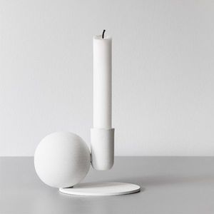 Support de bougie en fer noir mat, forme cylindrique, décoration d'intérieur, base sphérique, design moderne, durable, écologique, fait main pour la maison - Product Image 3