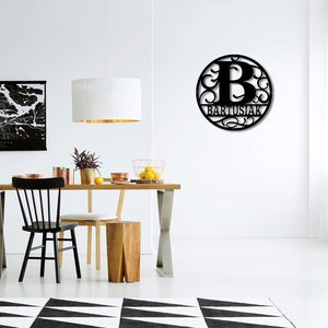 Personalized Round Split Letter Metal Name Sign Custom Monogram Door Hanger Outdoor Family Name <b>Wall</b> Decor - Product Image 4