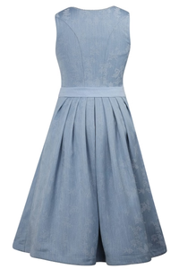 Vestido Midi Azul Claro para Mujer, Corte en A, Sin Mangas, Cuello Cuadrado, Tejido de Algodón, con Cinturón, Dobladillo Evase, Estilo Casual de Primavera - Product Image 2