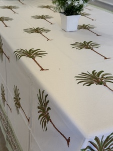 Pam Tree Block Print <b>Tablecloth</b>, Elegant <b>Tablecloths</b> Romantic Floral Pattern Brightly Printed <b>Tablecloth</b> Party Garden DecorCloth - Product Image 3