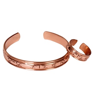 <b>Copper</b> Alloy Cuff <b>Bracelets</b> & Heart Ring Set-Romantic Unisex Jewelry - Product Image 6