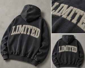 Sweat à capuche unisexe personnalisé, coupe régulière, avec poches kangourou, broderie logo, effet vintage délavé, style streetwear hiver, grammage lourd - Product Image 6