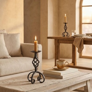 Support de bougie en fer Candle Bloom, 9 pouces de haut, avec base torsadée, décoration d'intérieur, support de bougie en métal - Product Image 5