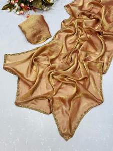 ผ้าชีฟองเนื้อนุ่ม Fendi ประดับลูกปัด งานฝีมือประณีต ขอบผ้าหรูหรา เป็นมิตรต่อสิ่งแวดล้อม ผ้าส่าหรีอินเดียพร้อมเสื้อคลุม ใส่ได้ทุกฤดู - Product Image 6