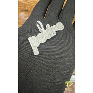 Colgante con Placa con Nombre Pedro, Hecho a Mano, en Plata de Ley 925 con Brillo de Diamante Cultivado en Laboratorio VVS - Product Image 3