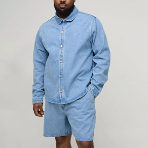 Conjunto de Pantalones Cortos de Mezclilla Casuales de Verano para Hombre, de Alta Calidad, con Logotipo Personalizado, Cintura Elástica, Transpirable y Cómodo, de Poliéster y Algodón - Product Image 4