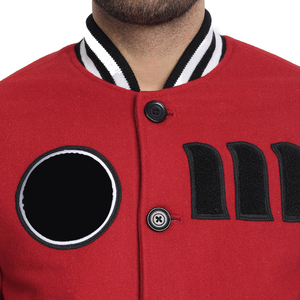 เสื้อแจ็คเก็ตวาร์ซิตี้แบบสั่งทำพิเศษสำหรับธุรกิจ B2B แบบปะติดปะต่อ  ชุดเบสบอลแบบ Letterman Bomber สำหรับผู้ชาย  ชุดทีม  เสื้อคลุมขนแกะ  ผู้ผลิตขายส่ง - Product Image 6