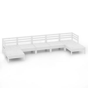 Conjunto de Muebles de Jardín Modulares de 7 Piezas en Madera de Pino Sólido Blanco - Product Image 2