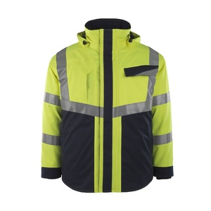 Custom Workwear High Visibility ANSI Class 1 Reflective Waterproof Jacket with LED Flash Custom Logo <b>Fluorescent</b> Yellow/Orange - Product Image 1