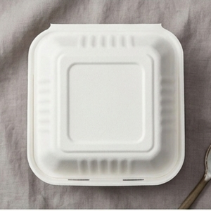 6 Inch Bagasse Clamshell Burger Box Compostable Biodegradable Disposable Sugarcane Fiber Food <b>Container</b> Home <b>Takeaway</b> - Product Image 6