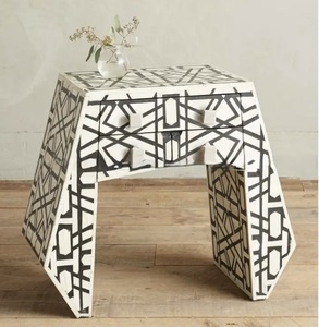 Mesa con Incrustaciones de Hueso de ILAHI, Diseño Moderno con Detalles de Ágata, Almacenamiento Portátil, Muebles para el Hogar - Product Image 5