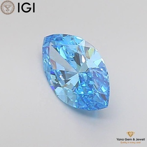 Diamante Cultivado en Laboratorio con Certificado IGI, Claridad VS1, Color Azul Intenso, Corte Marquesa, 1.50 Quilates, para Anillo de Uso Diario - Product Image 6