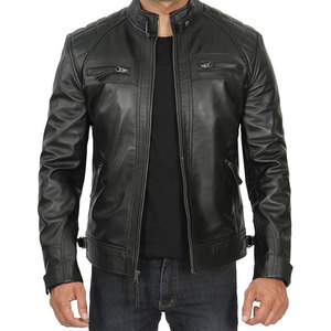 Chaqueta de cuero para hombre, estilo motociclista, corte ajustado, abrigo corto con solapa, chaqueta de PU, abrigo cortavientos con cremallera para otoño, ropa para hombre - Product Image 1
