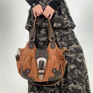 Bolsos de Hombro Vintage de Gran Capacidad para Mujer, Bolso Tote con Cierre de Cremallera, Material de PVC Impermeable, Bolso de Mano Diario - Product Image 2
