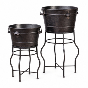 Wholesale Large Galvanized Beverage Tub with Metal Stand Outdoor Party <b>Drink</b> <b>Cooler</b> & Oval Wine Ice Bucket Metal <b>Drink</b> Chiller - Product Image 4