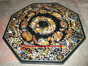 Très beau dessus de table en marbre blanc fait à la main de forme octogonale avec incrustation de fleurs pour le restaurant et la décoration intérieure - Product Image 6