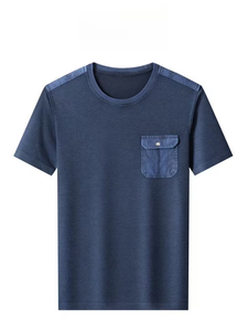 T-shirt respirant à séchage rapide à manches courtes avec poche poitrine, col rond pour homme, idéal pour le sport et les loisirs en été et au printemps - Product Image 2