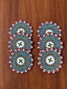 Handmade Beaded Multicolored <b>Coasters</b> for Dining Table Decorative <b>Heat</b> Resistant Table Mats for Home Kitchen - Product Image 5