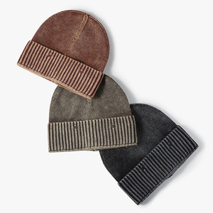Wholesale Custom Embroidered Logo Wool Blend Knit <b>Beanies</b> OEM Personalize Adult Winter Thick Warm Breathable <b>Waterproof</b> Daily - Product Image 2