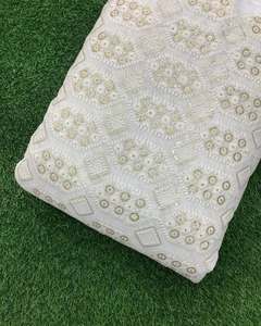 African Sequin Lace Fabric Beaded Embroidery Mesh Fabric Party Wear Wedding Dress Fabric Wholesale - Product Image 2