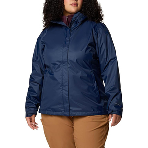 Veste coupe-vent bleu marine grande taille pour femme, imperméable, vêtement d'extérieur, à capuche, léger, décontracté pour le travail - Product Image 1