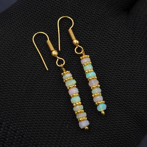 ต่างหูโอปอลเอธิโอเปียธรรมชาติ เงินแท้ 925 และทอง 14k - Product Image 3