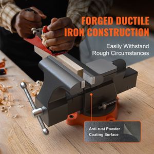 Morsa da banco multiuso per impieghi gravosi con anfibia da 6 pollici, apertura della morsa di 5,9 pollici, base girevole a 360 gradi con blocco e incudine - Product Image 1