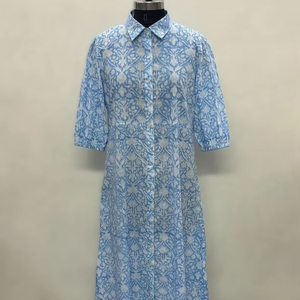 Vestido Casual Midi para Mujer, Tejido 100% Algodón, Liso, Manga Corta, Cintura Imperio, Estilo Babydoll, Cuello en V, Holgado, Funcional - Product Image 1