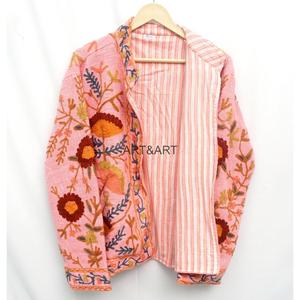 Designer Comfortable <b>Sweet</b> Natural Traditional Suzani Embroidered Handmade TNT Fabric With Cotton Long Sleeve Breathable Jacket - Product Image 6