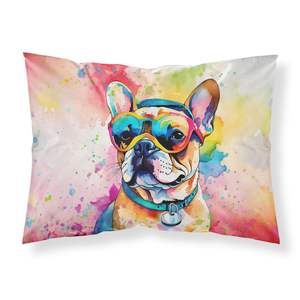 Bouledogue français Hippie Dawg oeuvre taie d'oreiller décorative légère et Super douce facile d'entretien taille Standard jeter oreiller - Product Image 1