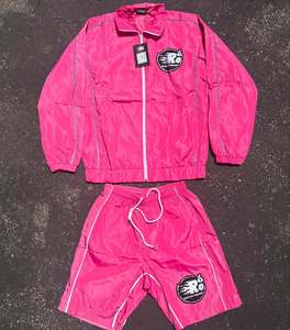 2026 Custom Men's Reflective Nylon Windbreaker Jacket and Shorts Set <b>Zip</b> <b>Up</b> Water Resistant Tracksuit - Product Image 1