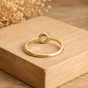 Modern Platinum <b>Rose</b> Cut Bezel Set Lab Grown Diamond Ring 10k 14k 18k Solid Gold Engagement Wedding Party Jewelry IGI Certified - Product Image 4