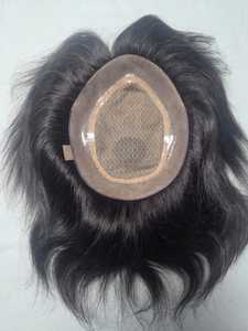 Toupet Taz Premium Mirage en Cheveux Indiens Remy, Base en Soie 8x6, Densité 150%, Mono Central, Ondulations Souples, Noir Naturel, Nœuds Invisibles - Product Image 4