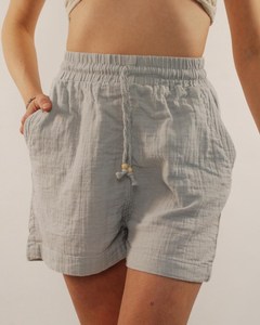 Shorts en lin taille haute pour femmes avec cordon de serrage, coupe ample, couleur unie, respirants, shorts d'été décontractés - Product Image 1