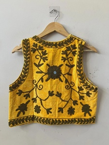 Chaleco Suzani Boho con Bordado Floral, Cuello en V, Transpirable, Sin Mangas, Estilo Étnico, Vintage, con un Solo Botón, para Festivales - Product Image 3