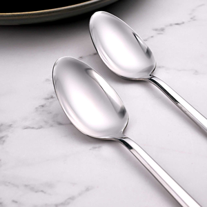 Sleekline <b>Set</b> of 2 Stainless Steel Salad Shell <b>Tea</b> & Honey Spoons with Long Wooden Handle for <b>Parties</b> and Desserts - Product Image 1